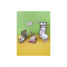 Ahşap Minyatür Banyo Seti Takımı Boyanabilir Eğitici Oyuncak