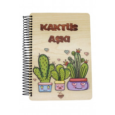 Ahşap Kapaklı Kaktüs Aşkı Defter - 2